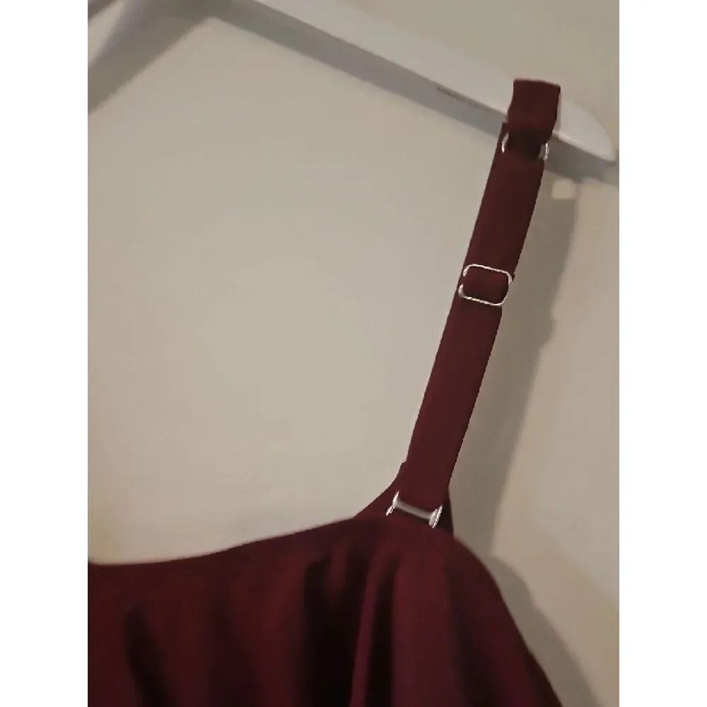 Shapermint Burgundy Flounce Crop Swim Bikini
